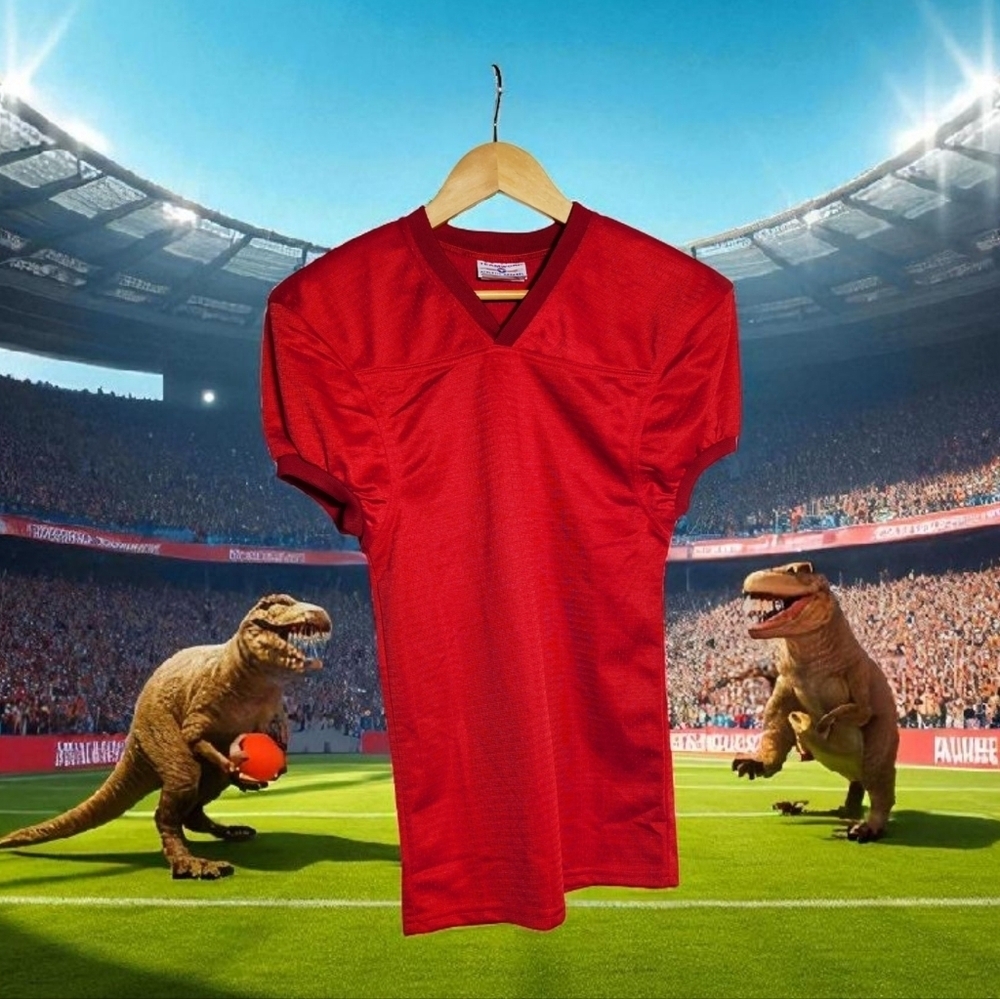 Vintage Teamwork Sz S Red Football V-Neck Sports Jersey
